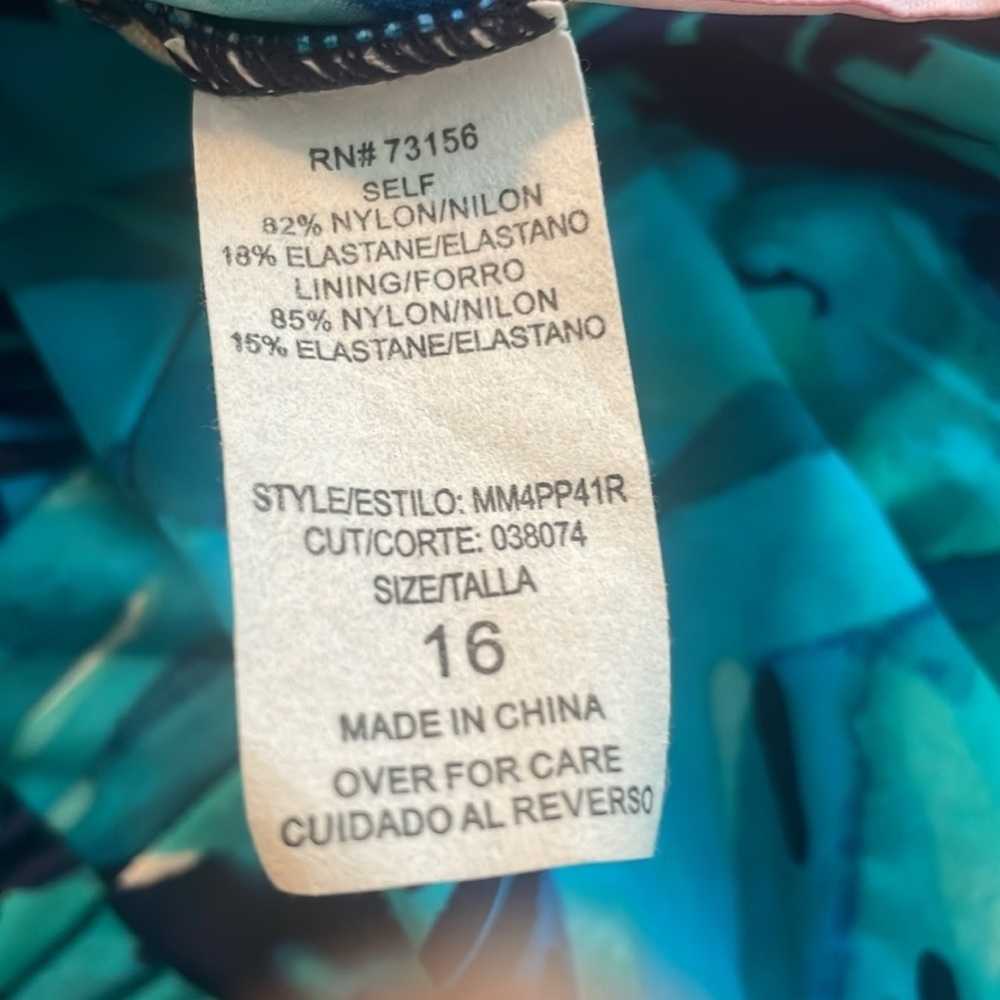 Blue Size 16 Women's Blue Patterned One Piece Swimsuit - Picture 4 of 11